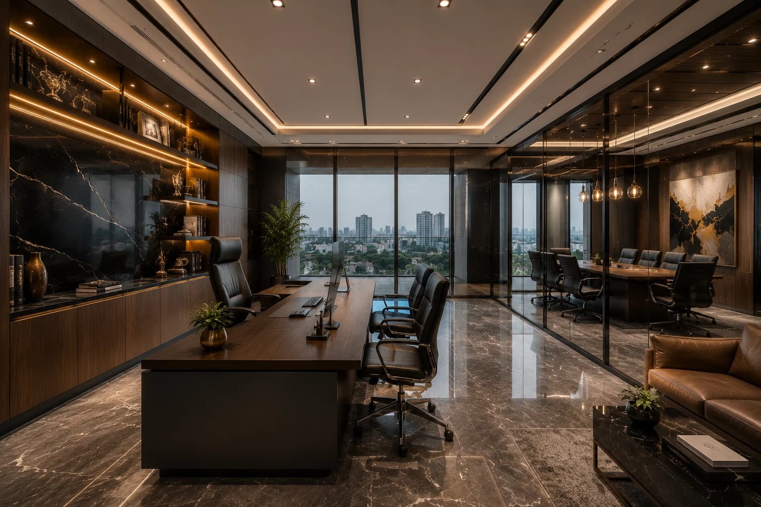 High-performance corporate office interiors and executive workspaces by Dot R Interiors Chennai